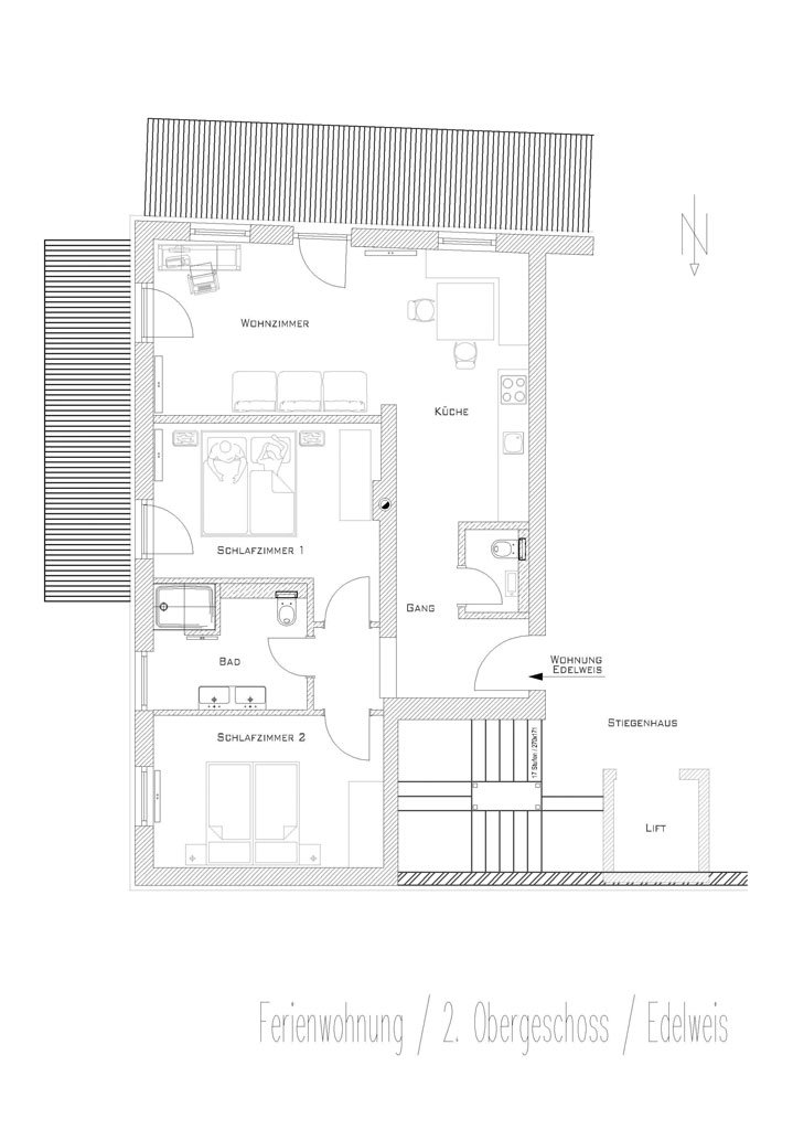 Grundriss Ferienwohnung Edelweiss Sattlerhof Mutters
